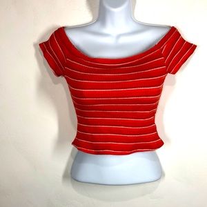 Urban Outfitters red ribbed striped crop top large